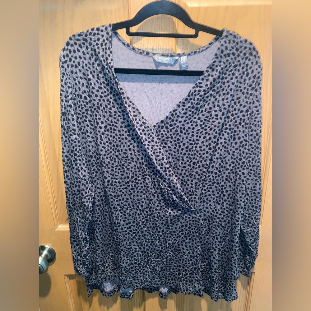 Lisa Rinna Collection Blouse gray & black animal print